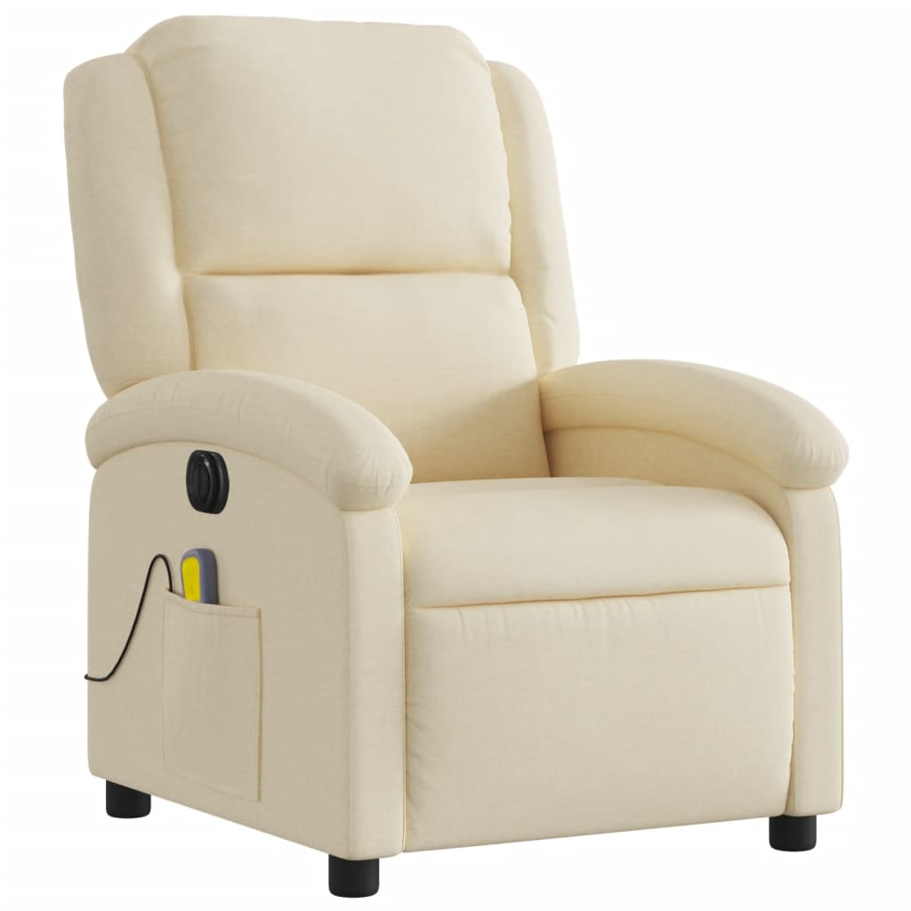 eldrevet massagestol stof cremefarvet