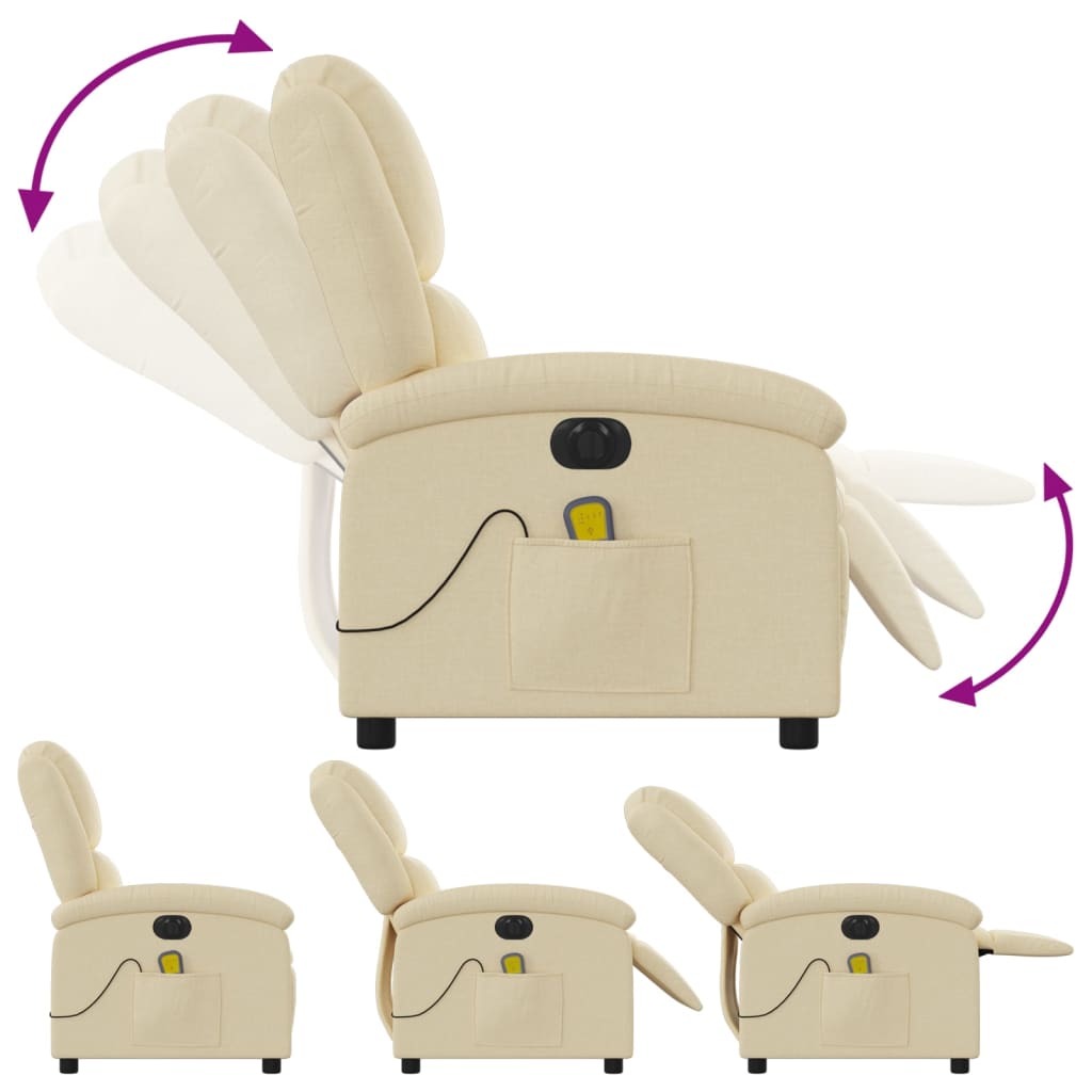 eldrevet massagestol stof cremefarvet