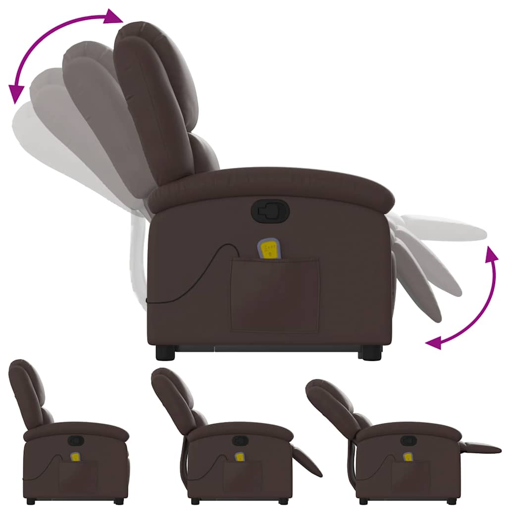 løftestol med massagefunktion kunstlæder brun