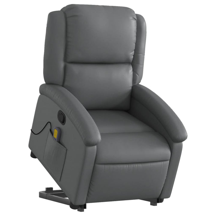 løftestol med massagefunktion kunstlæder grå