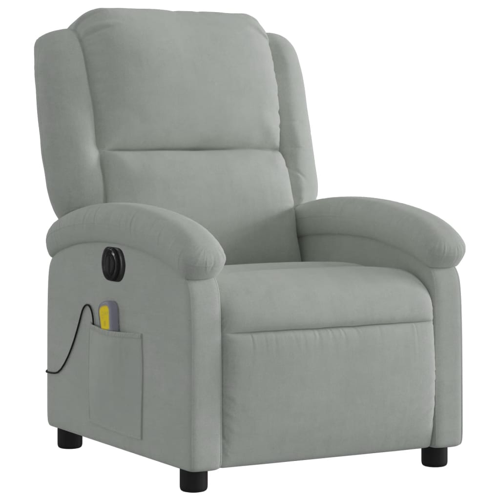 massagestol velour lysegrå