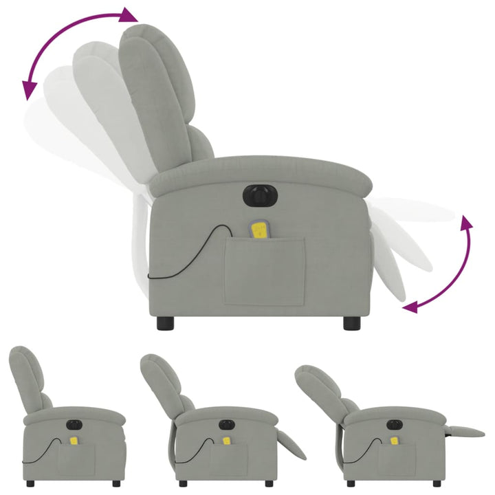massagestol velour lysegrå