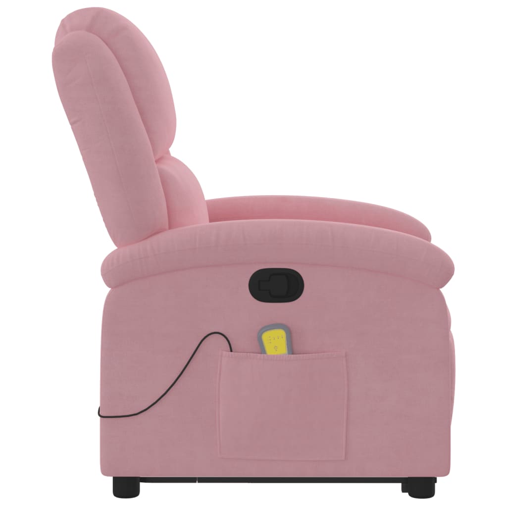 løftestol med massagefunktion fløjl pink