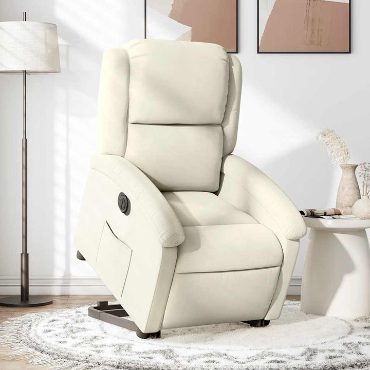 lænestol med løftefunktion velour cremefarvet