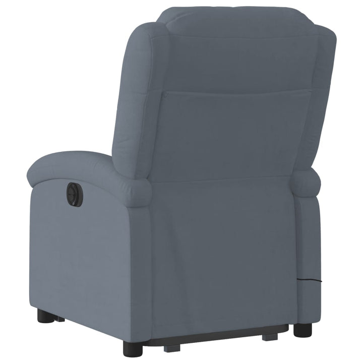 massagestol med løftefunktion velour mørkegrå