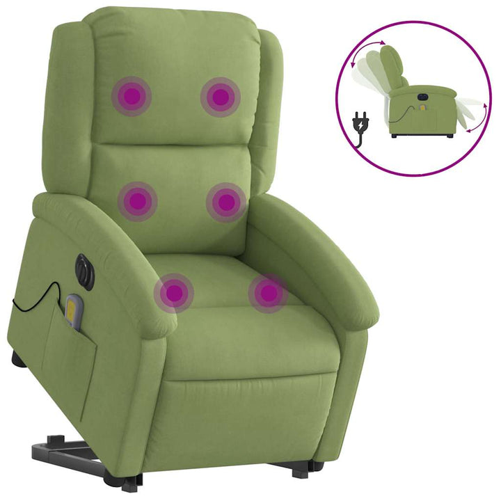 løftestol med massagefunktion velour lysegrøn