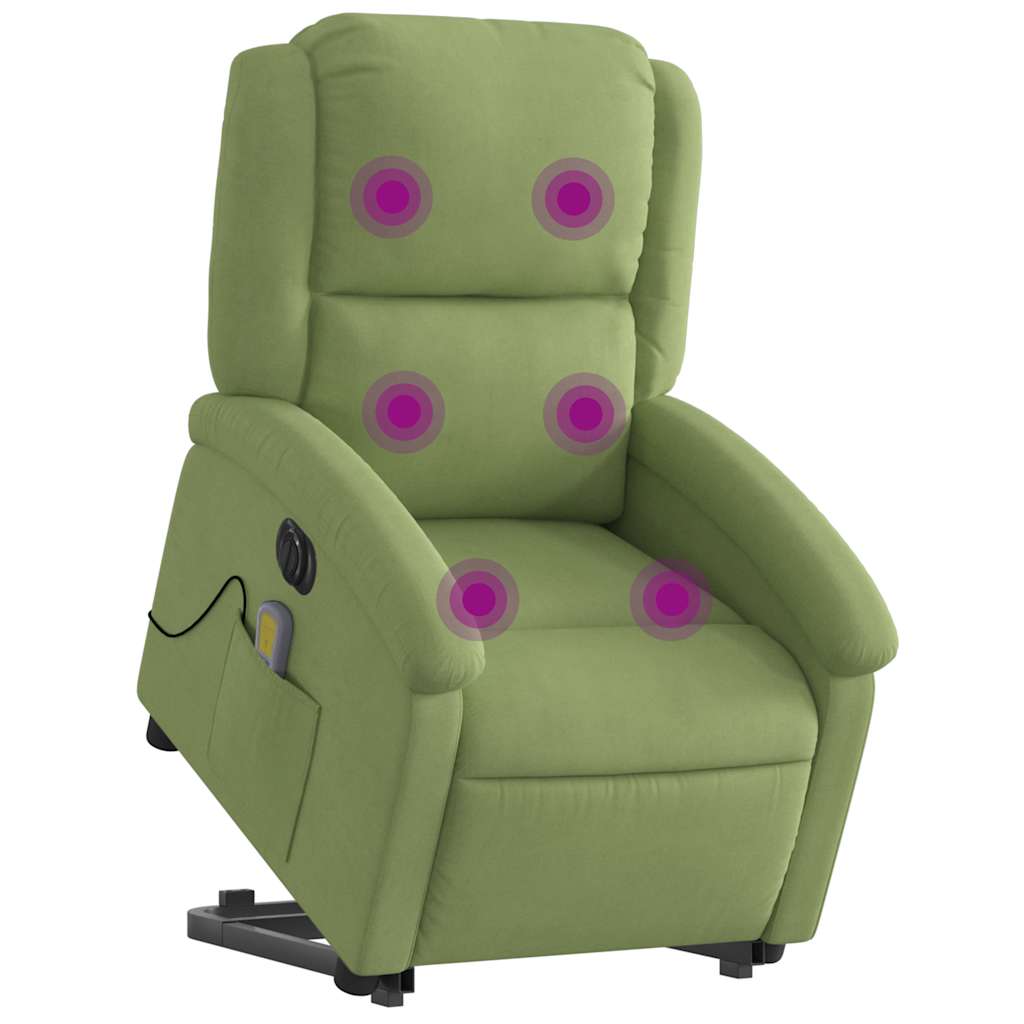løftestol med massagefunktion velour lysegrøn