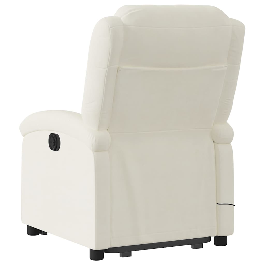 massagestol med løftefunktion velour cremefarvet