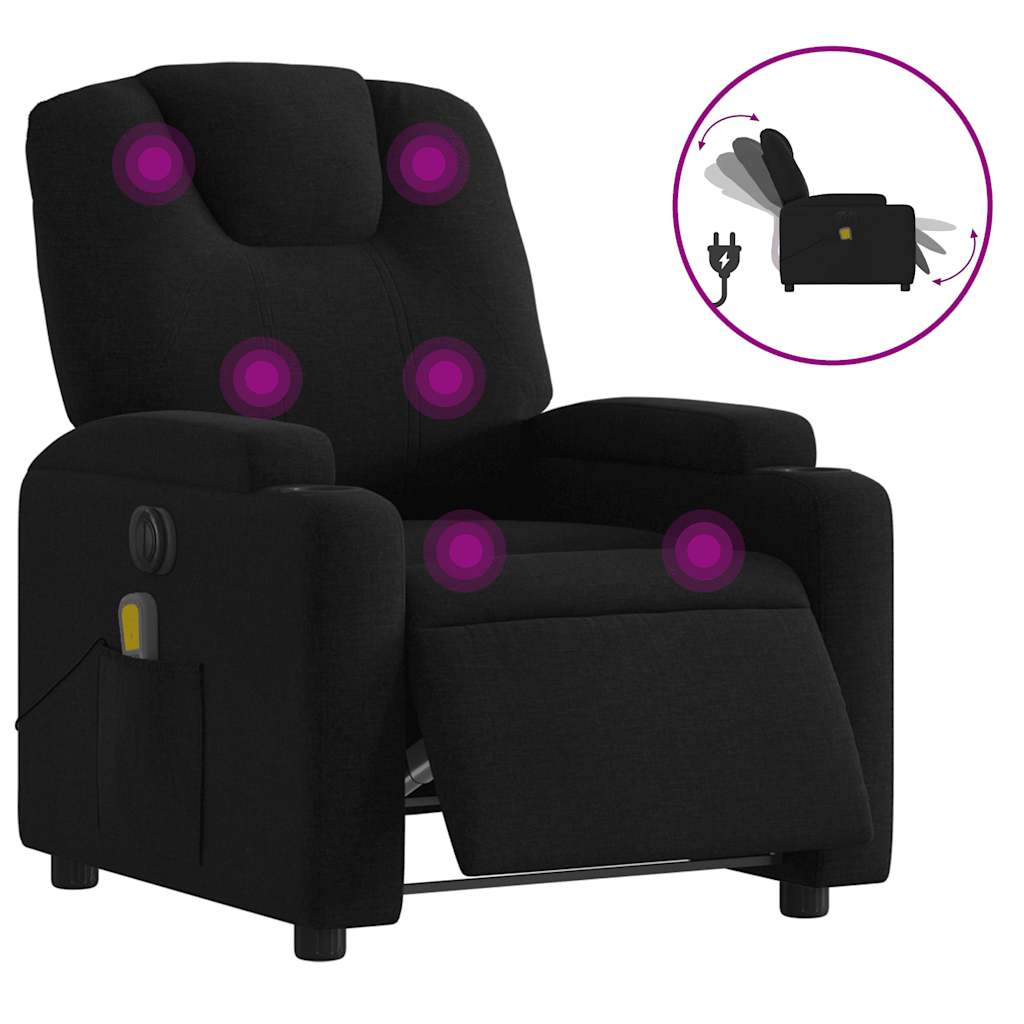 eldrevet massagestol stof sort