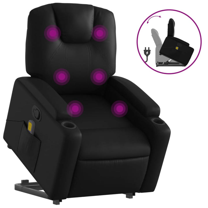 løftestol med massagefunktion kunstlæder sort