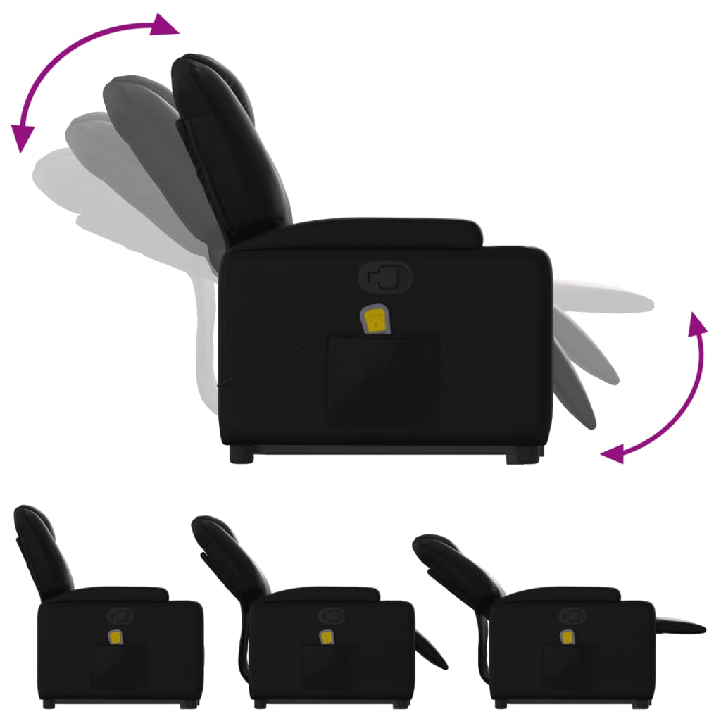 løftestol med massagefunktion kunstlæder sort