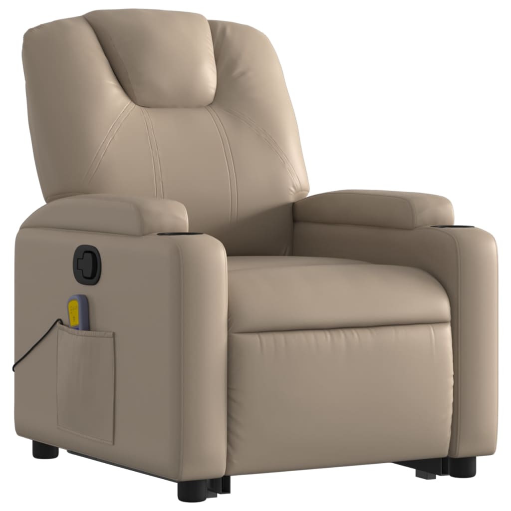 løftestol med massagefunktion kunstlæder cappuccino