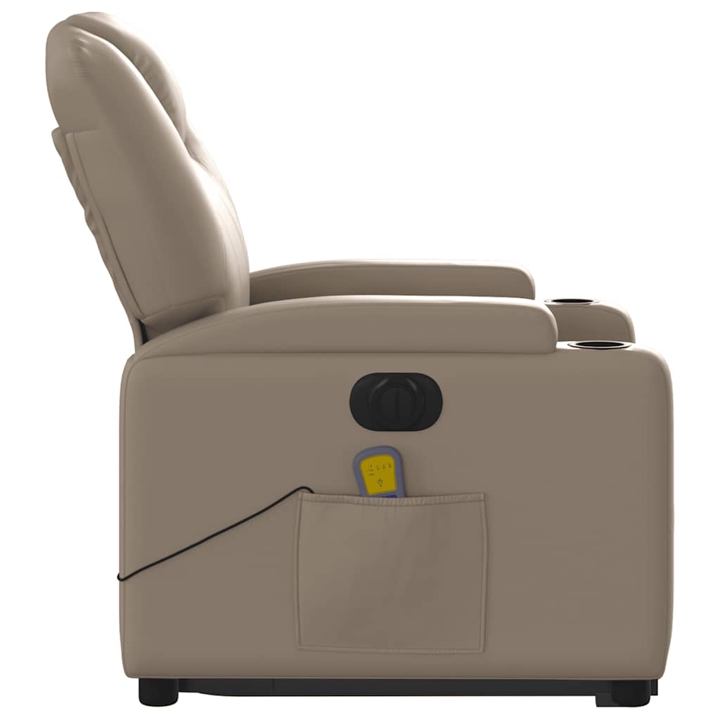 massagestol med løftefunktion kunstlæder cappuccinofarvet
