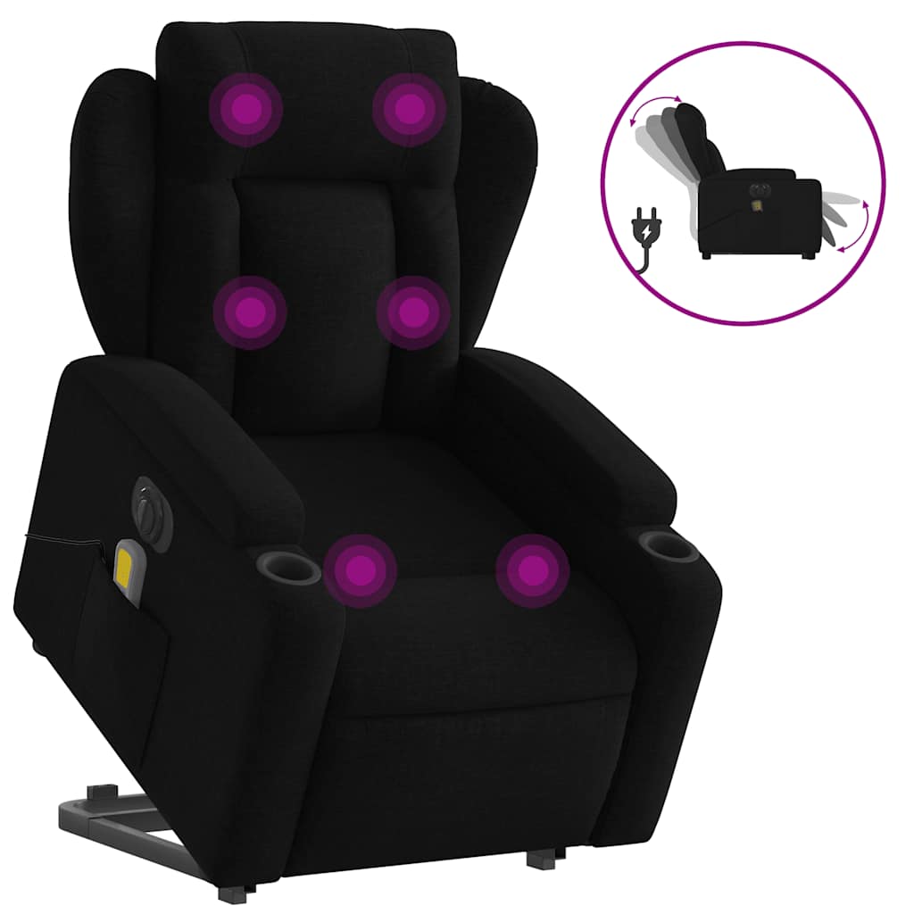 elektrisk massagestol med løftefunktion stof sort