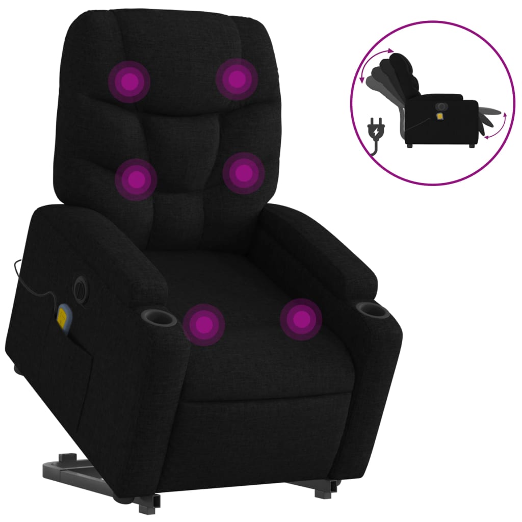 elektrisk massagestol med løftefunktion stof sort