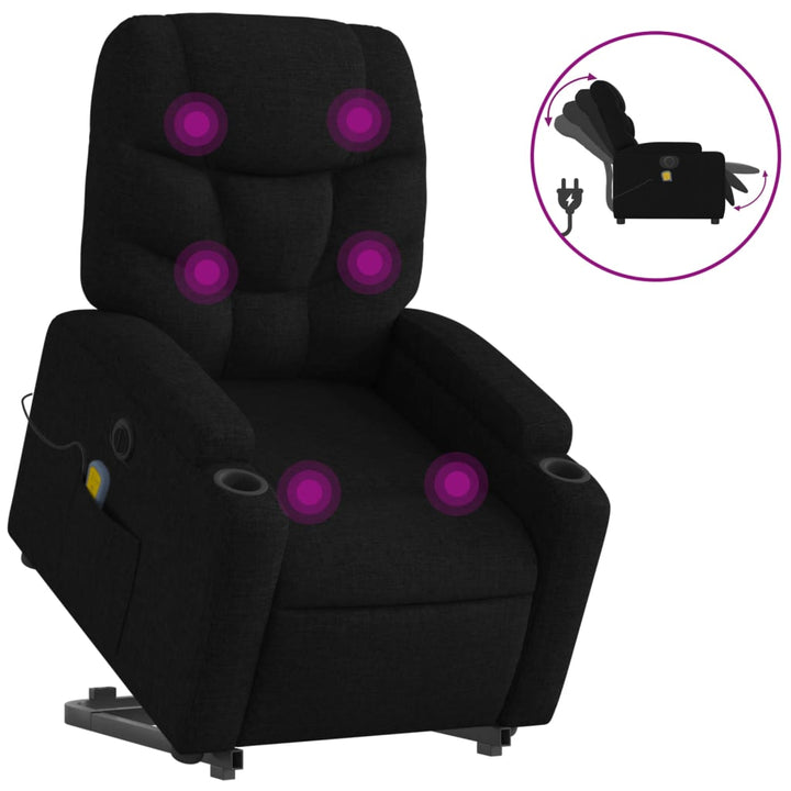 elektrisk massagestol med løftefunktion stof sort