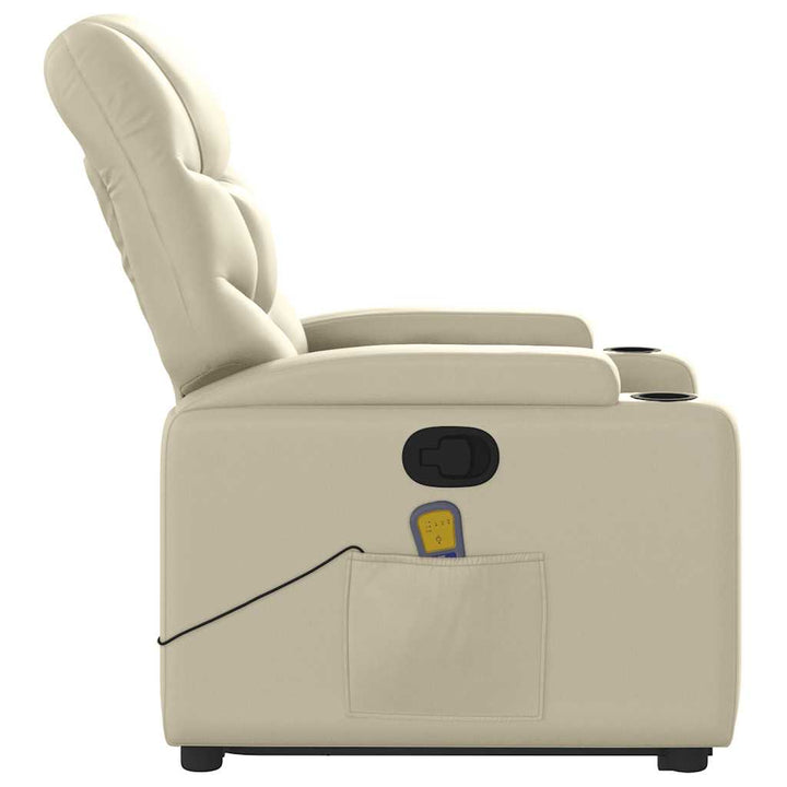 løftestol med massagefunktion kunstlæder cremefarvet