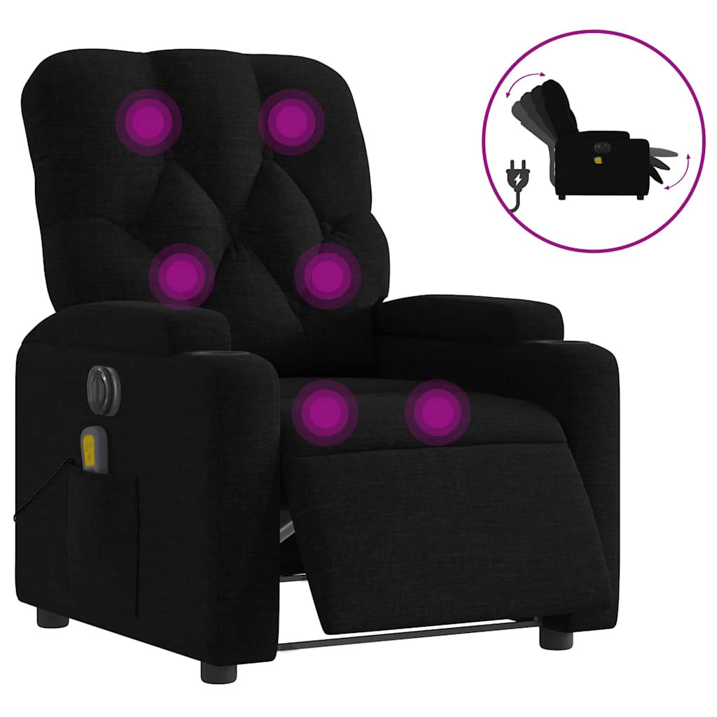 eldrevet massagestol stof sort