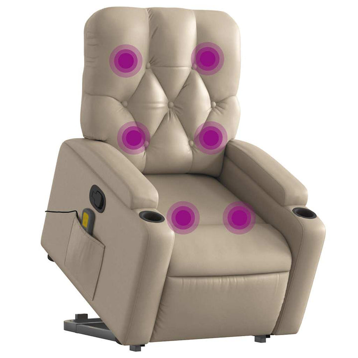 løftestol med massagefunktion kunstlæder cappuccino
