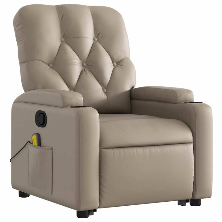 løftestol med massagefunktion kunstlæder cappuccino