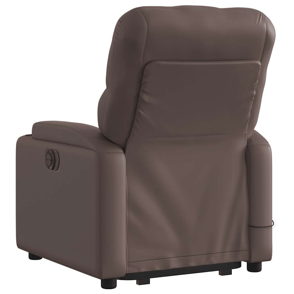 massagestol med løftefunktion kunstlæder brun