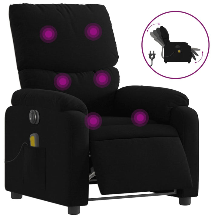 eldrevet massagestol stof sort