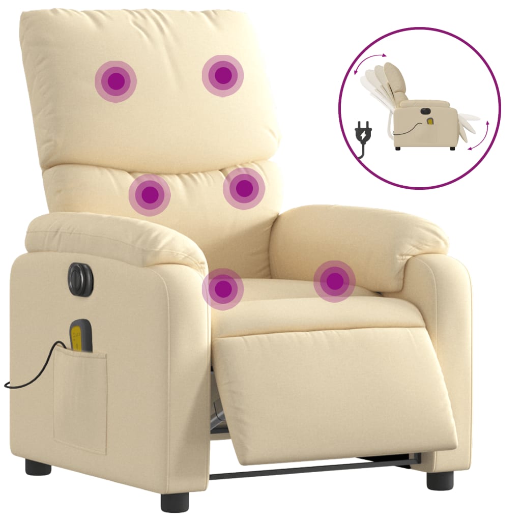 eldrevet massagestol stof cremefarvet