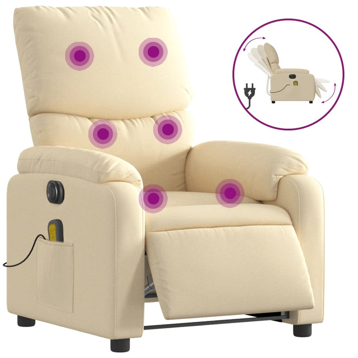 eldrevet massagestol stof cremefarvet