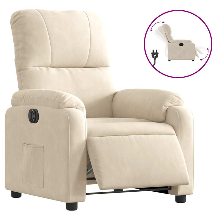 eldrevet lænestol mikrofiberstof beige