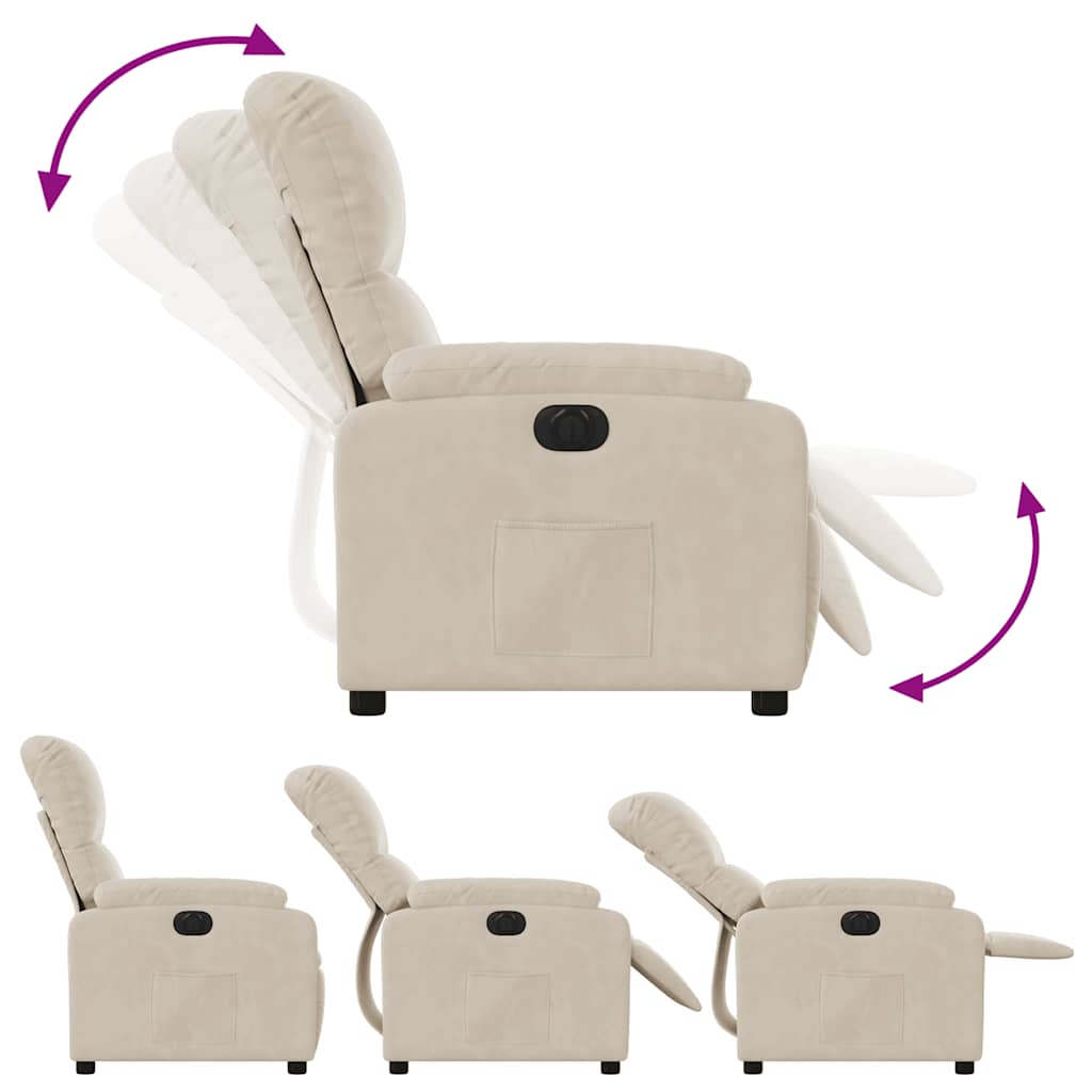 eldrevet lænestol mikrofiberstof beige