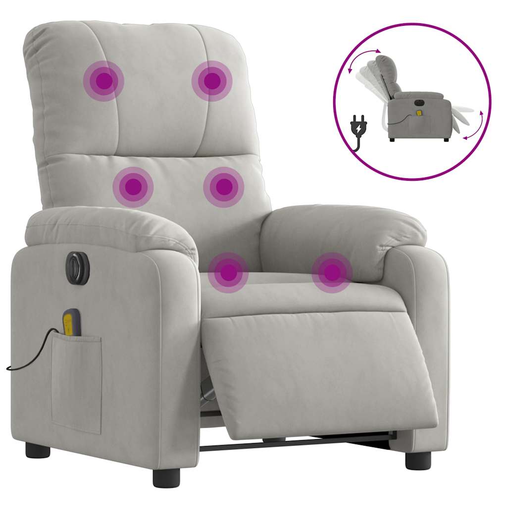 massagestol mikrofiberstof lysegrå