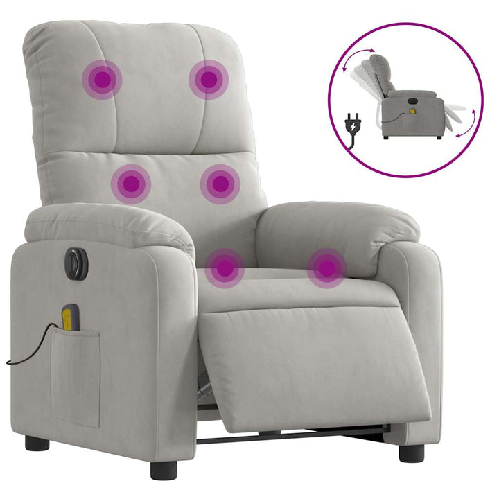 massagestol mikrofiberstof lysegrå