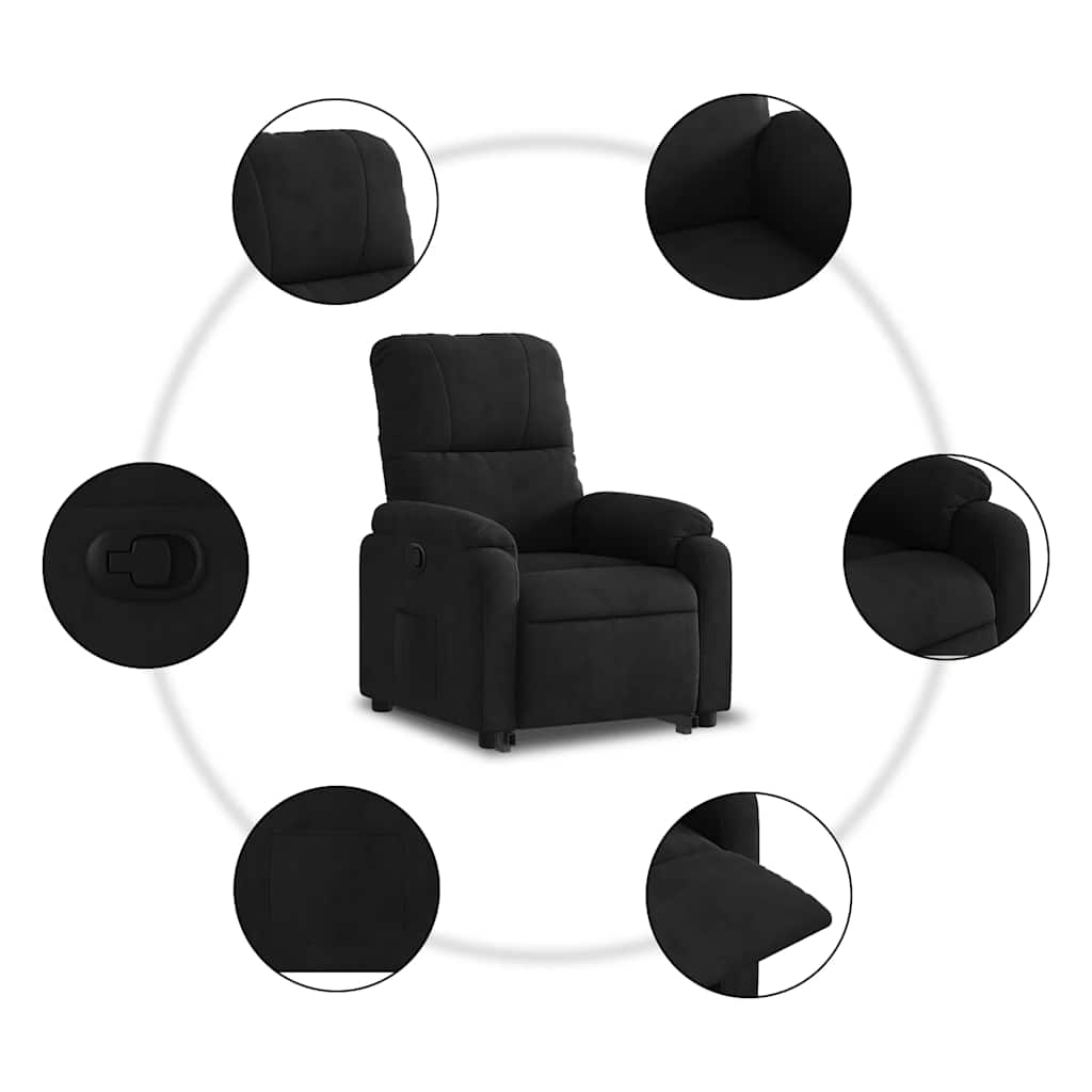 løftestol mikrofiberstof sort