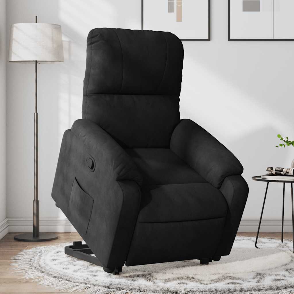 løftestol mikrofiberstof sort
