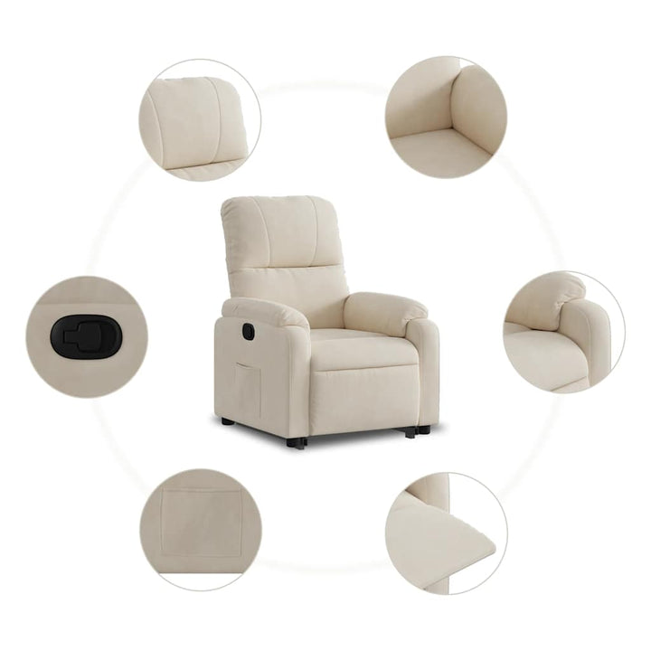 massagestol med løftefunktion mikrofiberstof beige