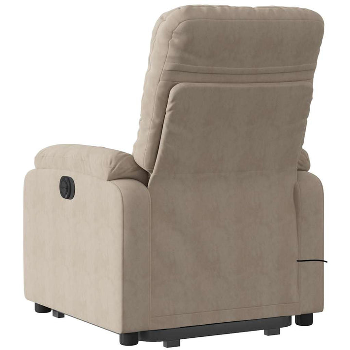massagestol med løftefunktion mikrofiberstof gråbrun