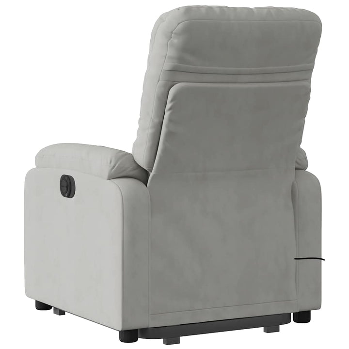 massagestol med løftefunktion mikrofiberstof lysegrå