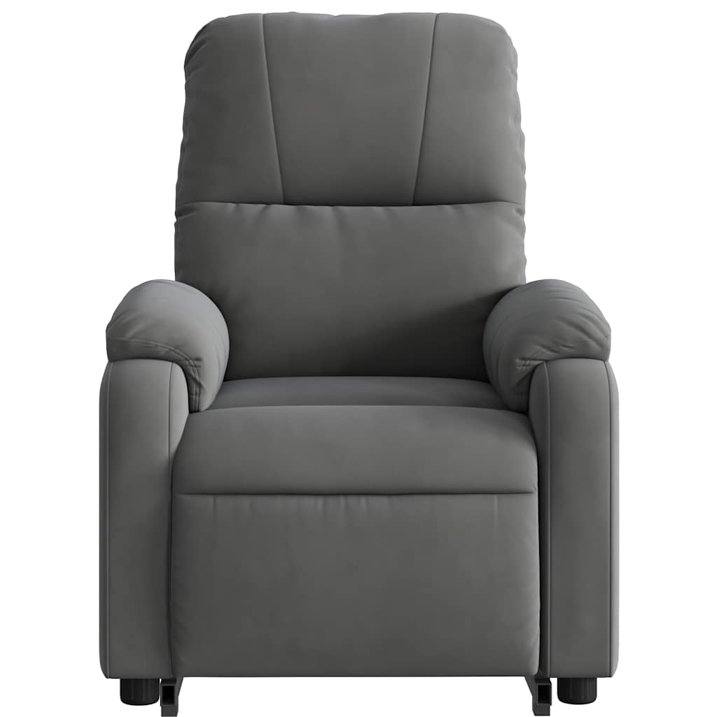 massagestol med løftefunktion mikrofiberstof mørkegrå