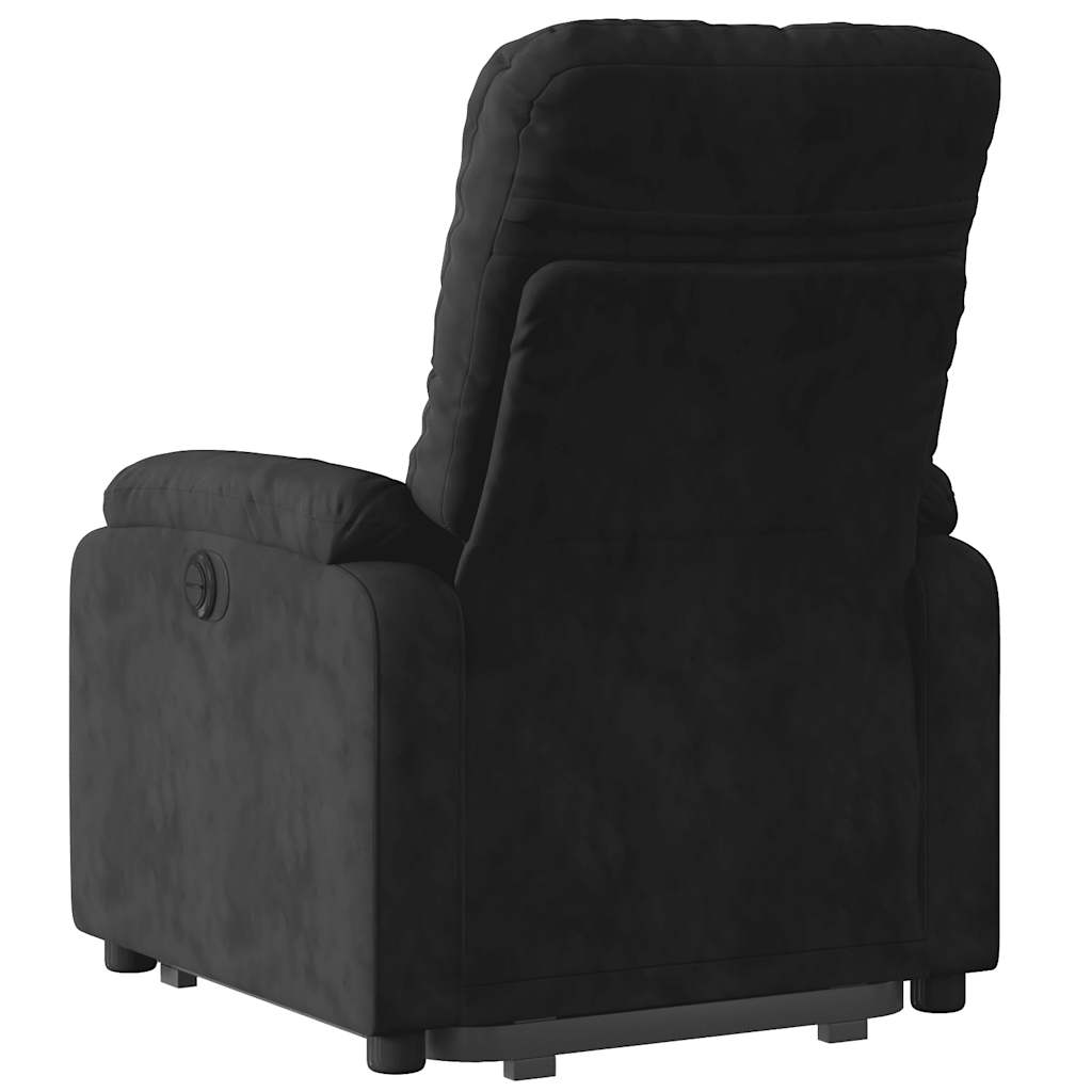 massagestol med løftefunktion mikrofiberstof sort