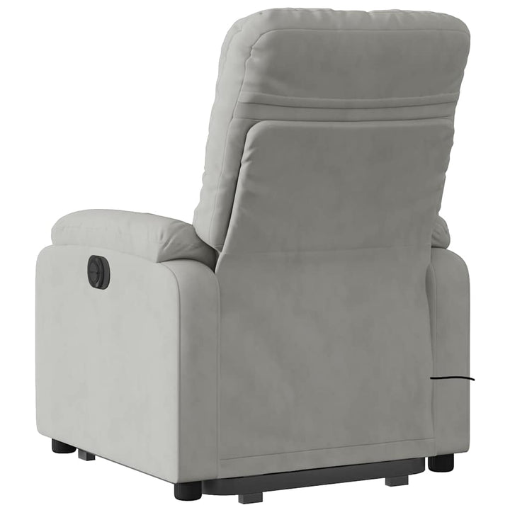 massagestol med løftefunktion mikrofiberstof lysegrå