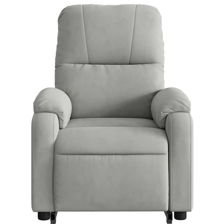 massagestol med løftefunktion mikrofiberstof lysegrå