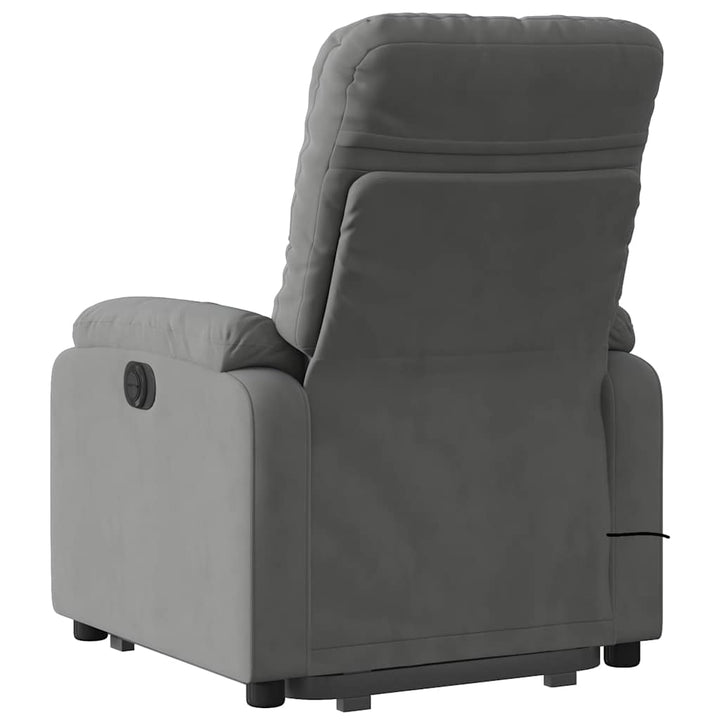 massagestol med løftefunktion mikrofiberstof mørkegrå