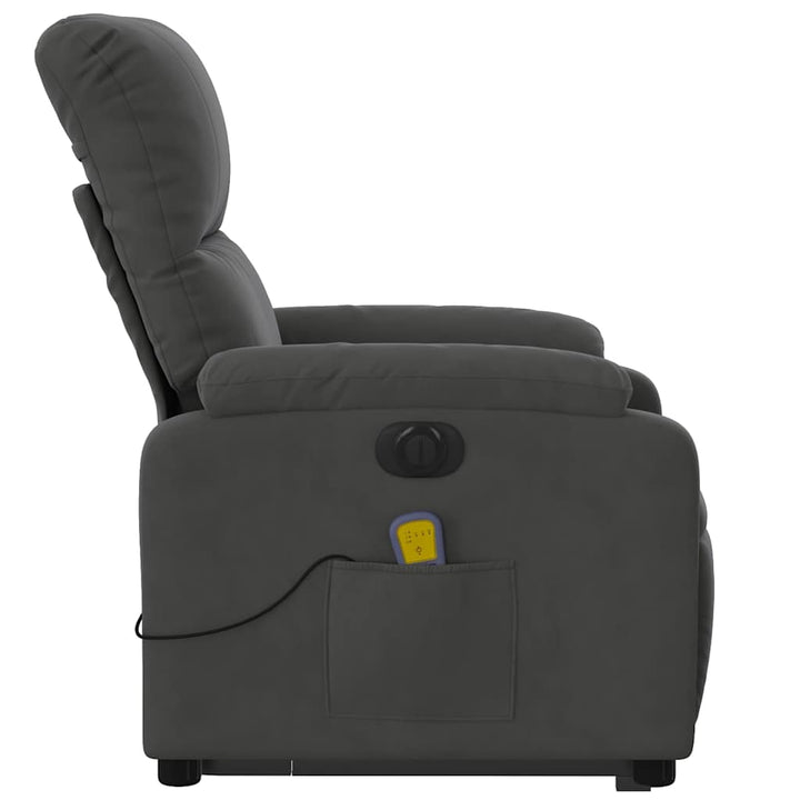 massagestol med løftefunktion mikrofiberstof mørkegrå