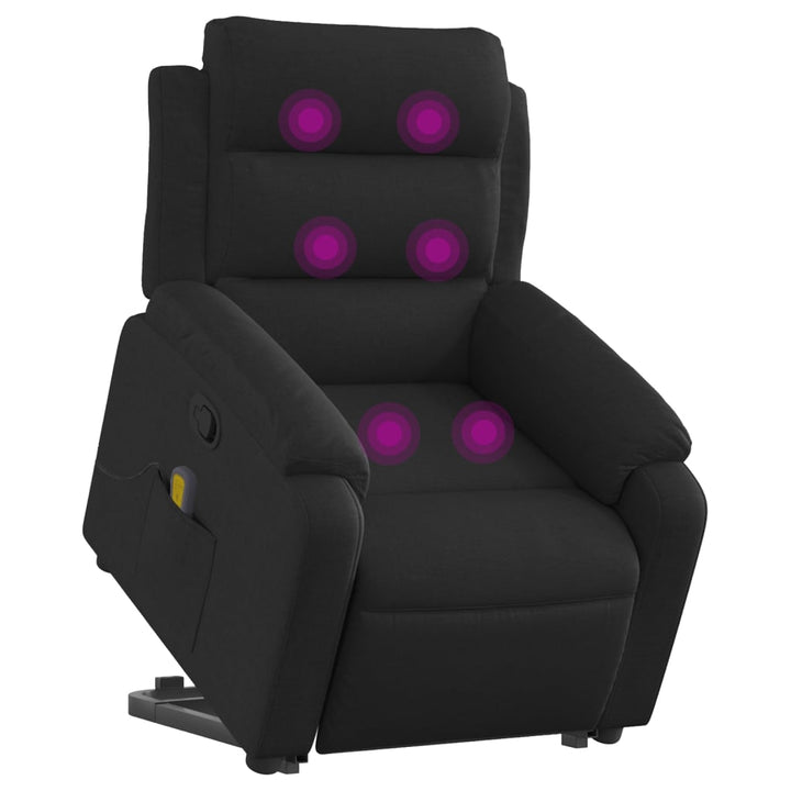 løftestol med massage stof sort