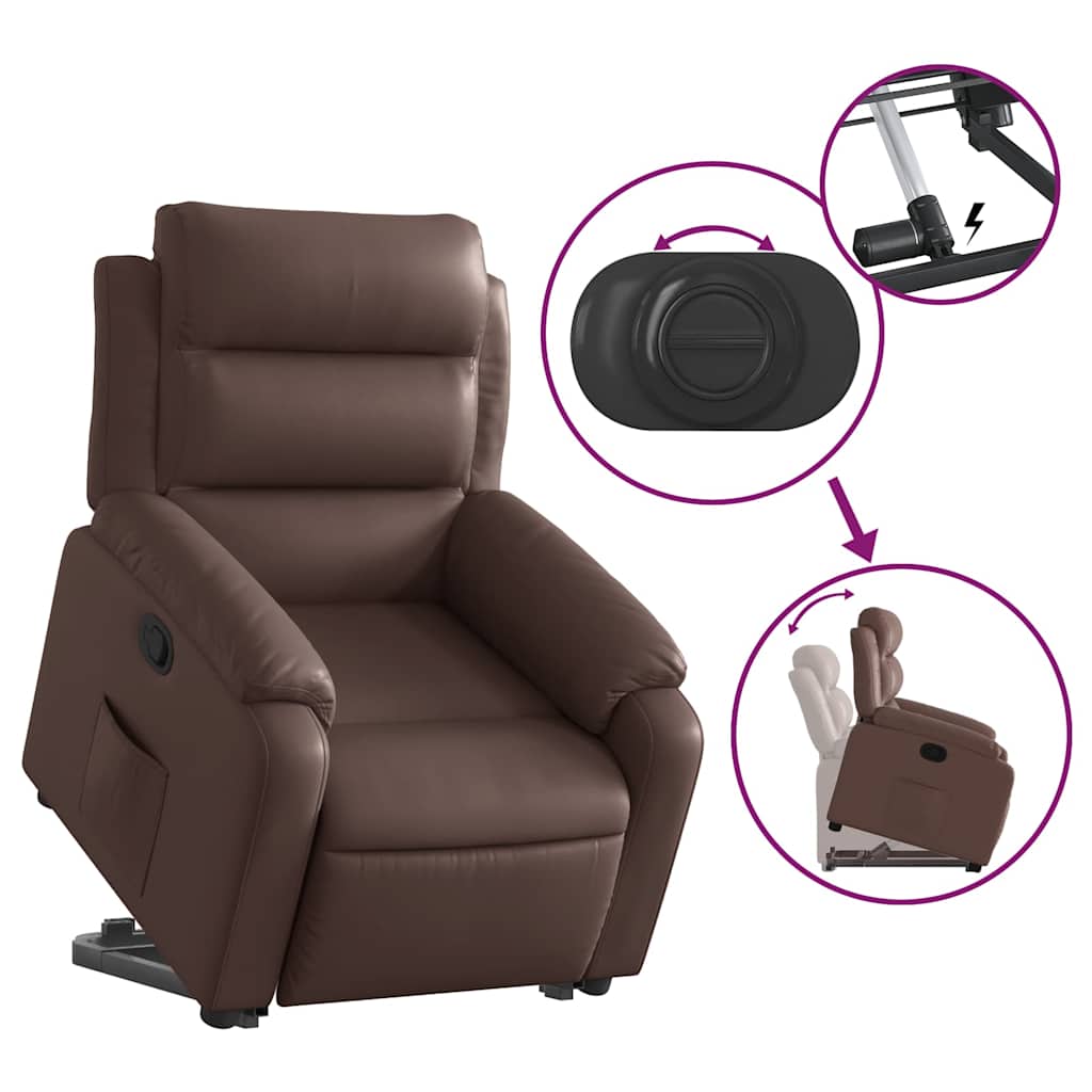løftestol kunstlæder brun