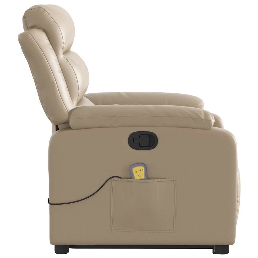 løftestol med massagefunktion kunstlæder cappuccino