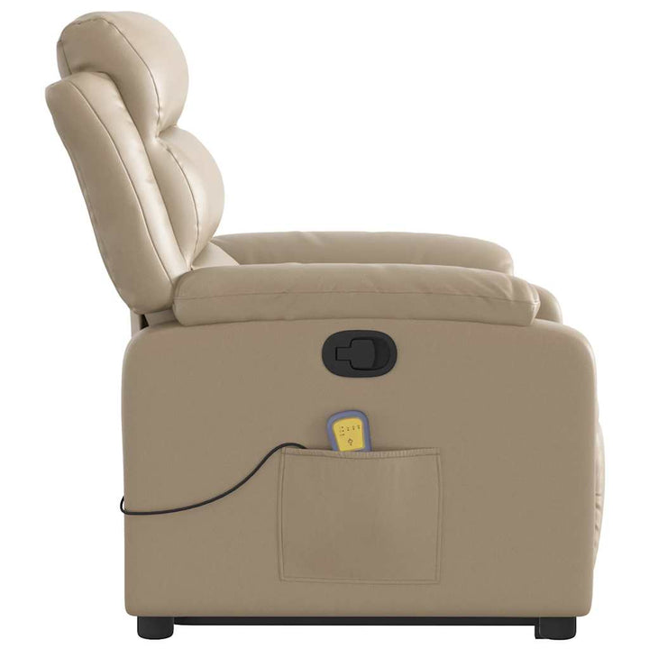 løftestol med massagefunktion kunstlæder cappuccino