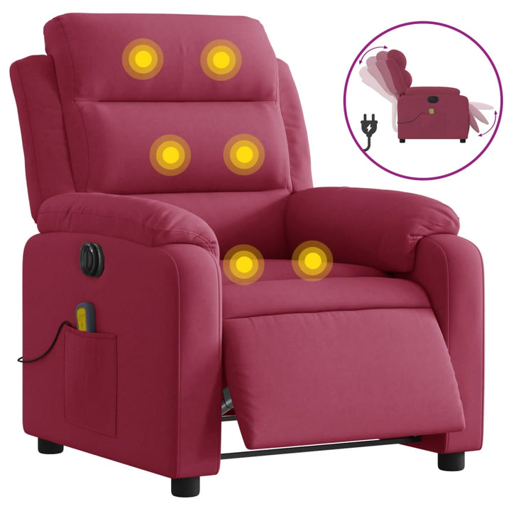 massagestol velour vinrød