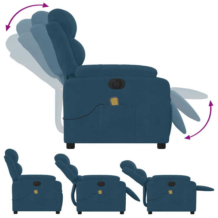 massagestol velour blå