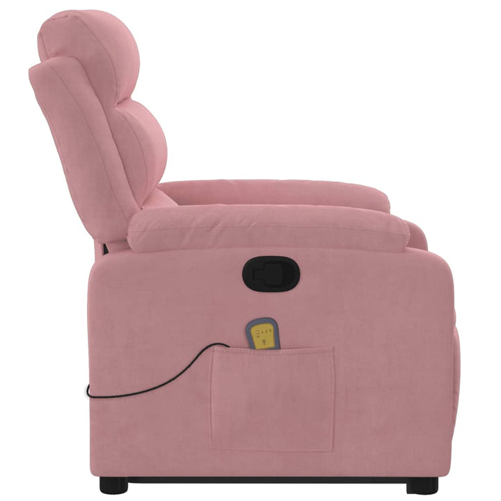 løftestol med massagefunktion fløjl pink